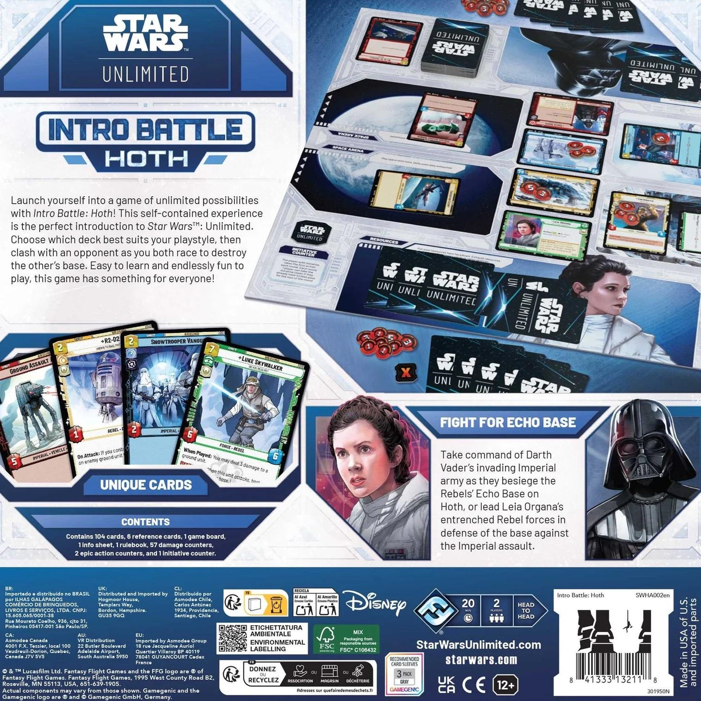 Sar Wars: Unlimited Intro Battle Hoth Box back