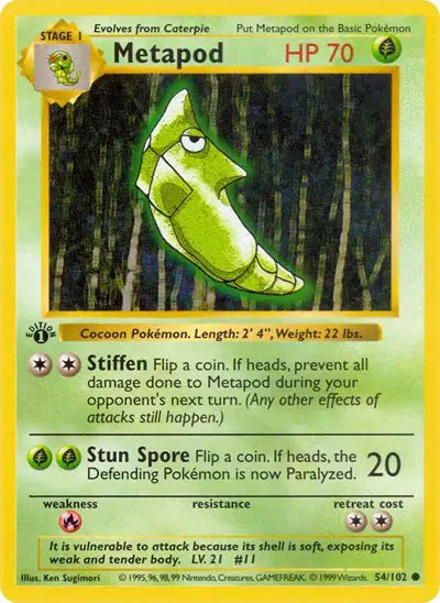 Pokemon (054) 1st Edition & Shadowless - Metapod